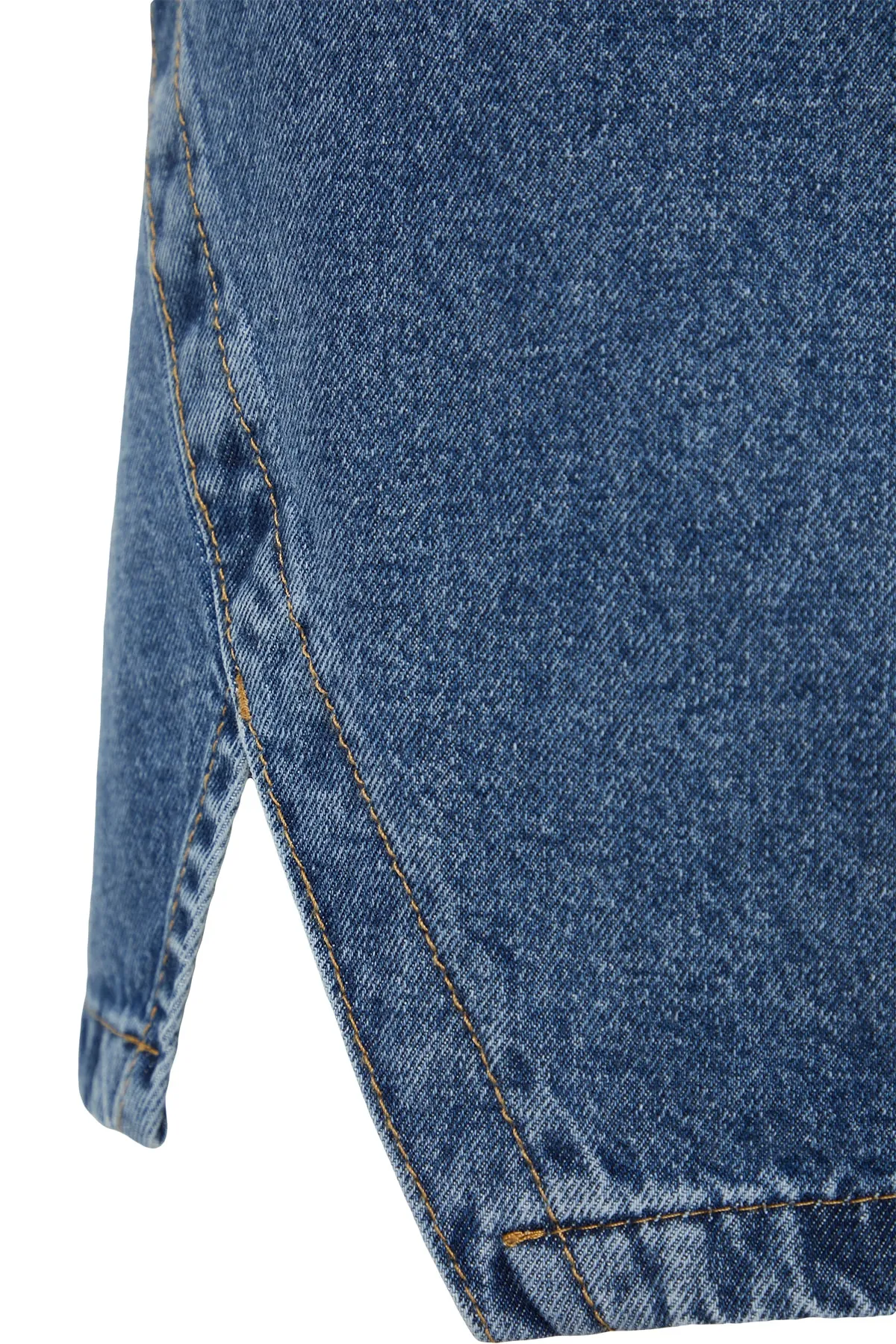 Trendyol Curve  Blauer Jeansrock mit Doppelschlitz TBBSS23AZ00056