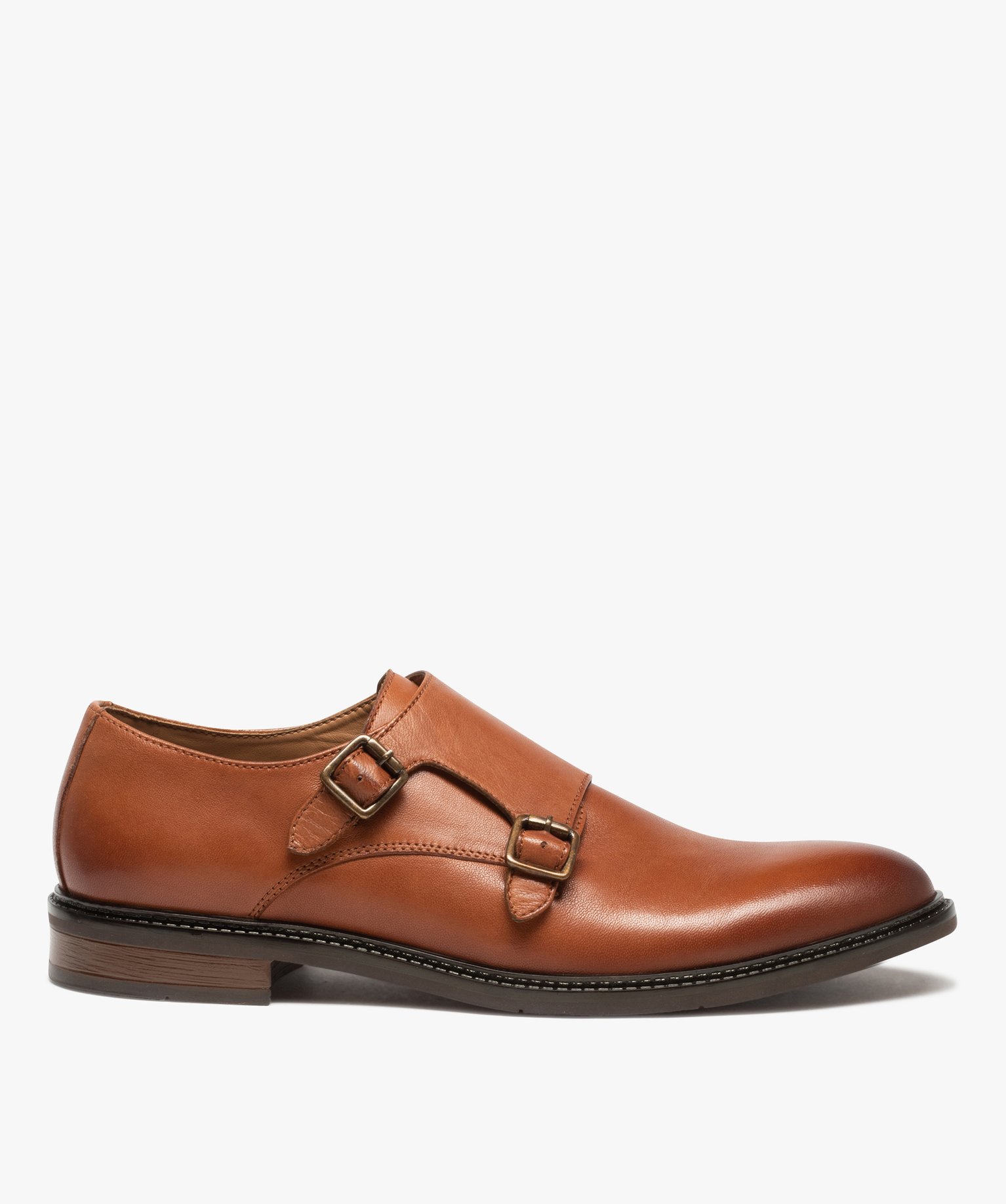 Derbies homme dessus cuir uni fermeture boucle - Tanéo camel | GEMO
