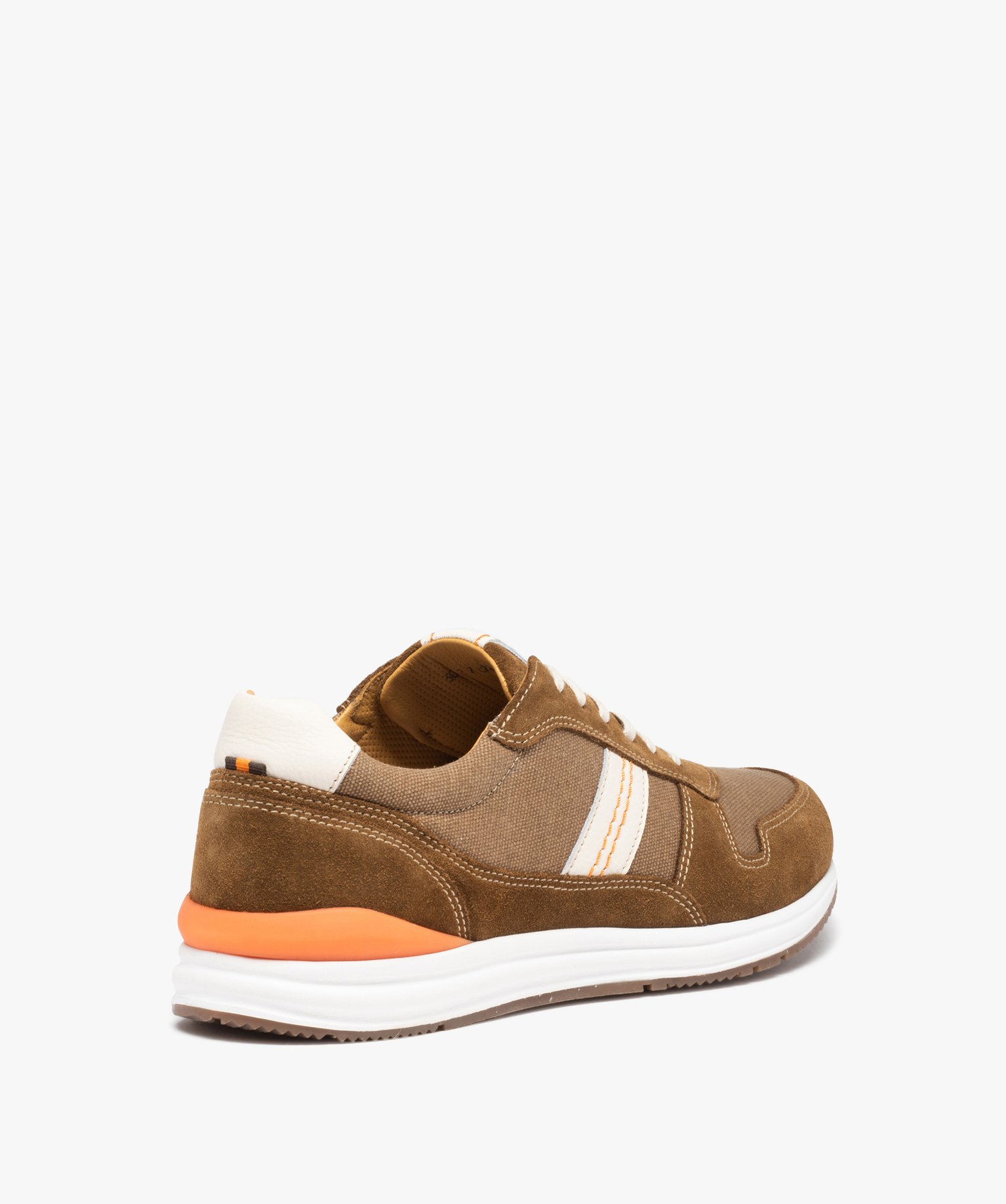 Baskets homme dessus toile et cuir - Tanéo camel | GEMO