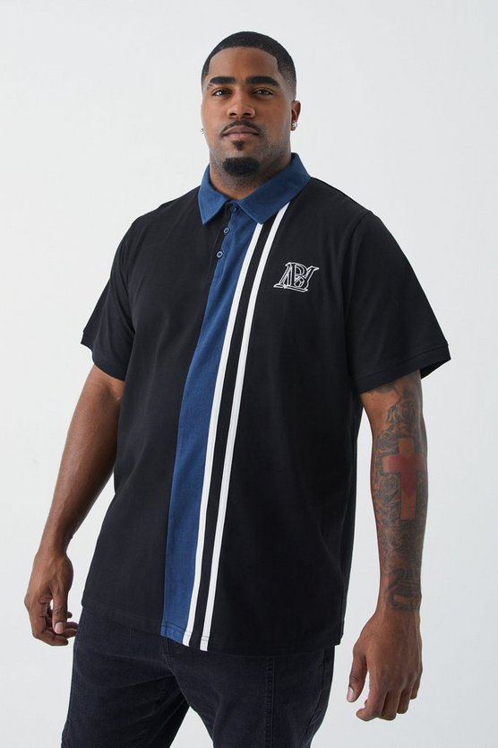 Plus gestreiftes Colorblock Poloshirt