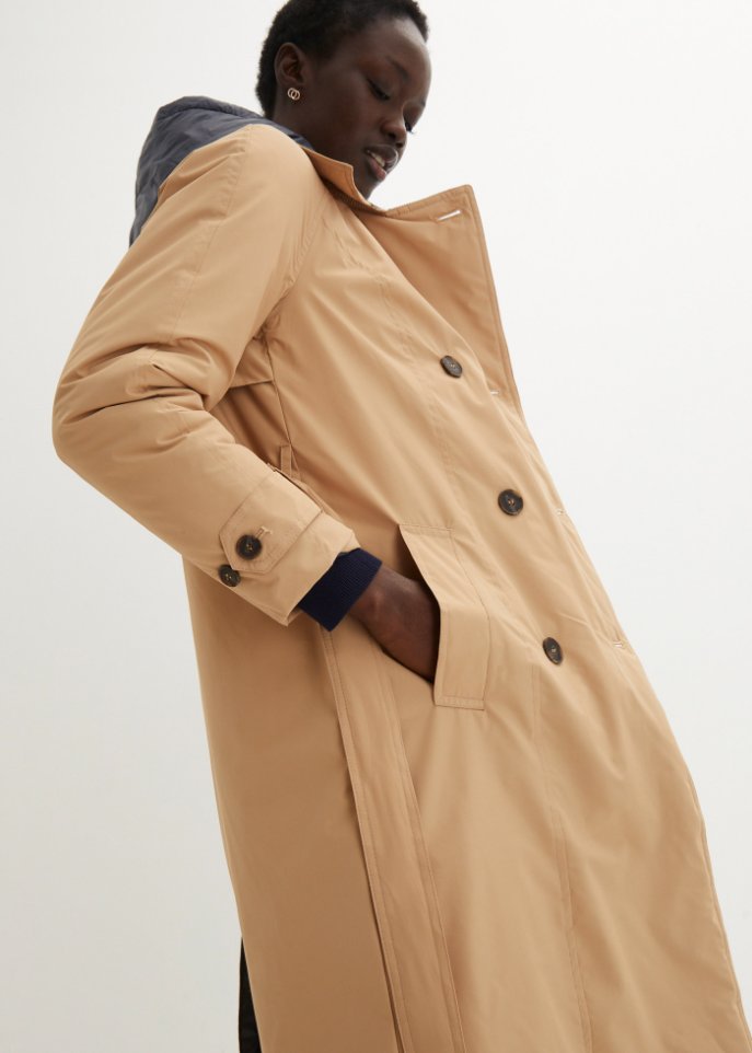 Trenchcoat mit Westeneinsatz und Wattierung