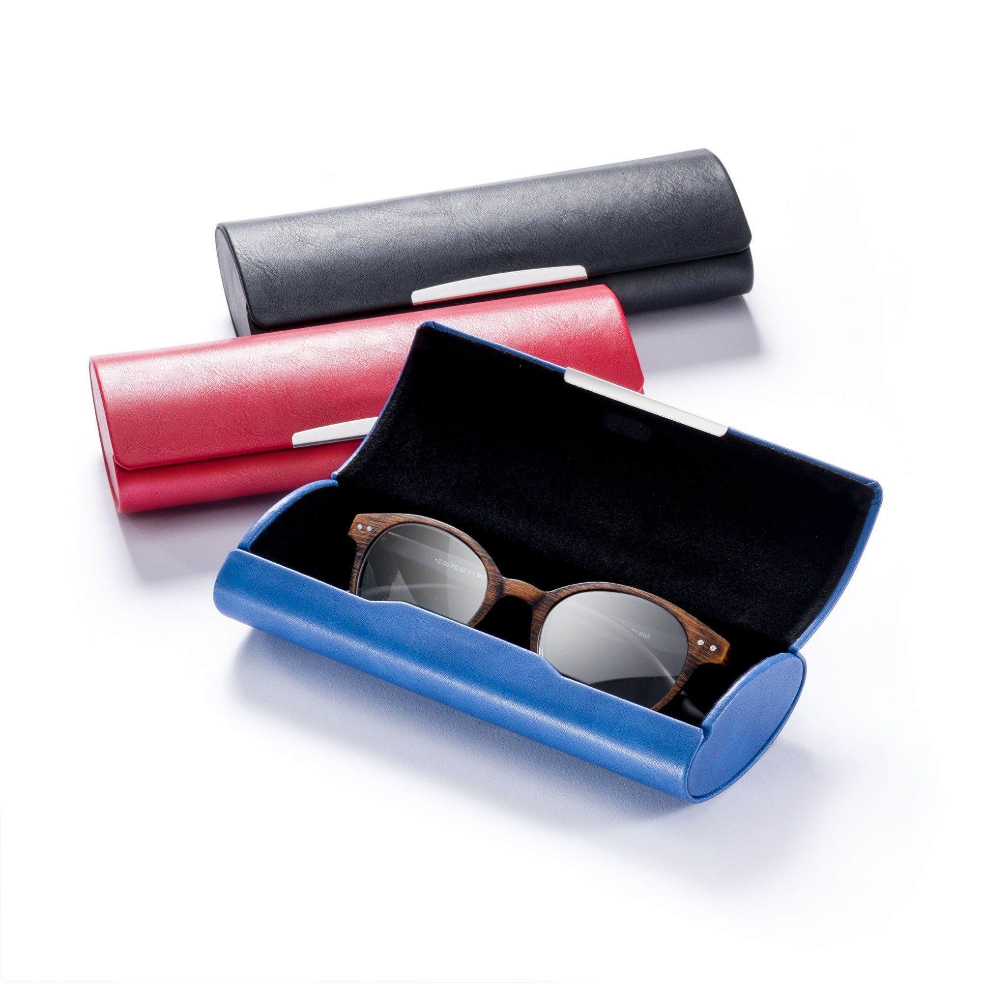 FEFI Brillenetui Großes Etui (Hardcase) mit Chrom-Applikation, inklusive Mikrofasertuch