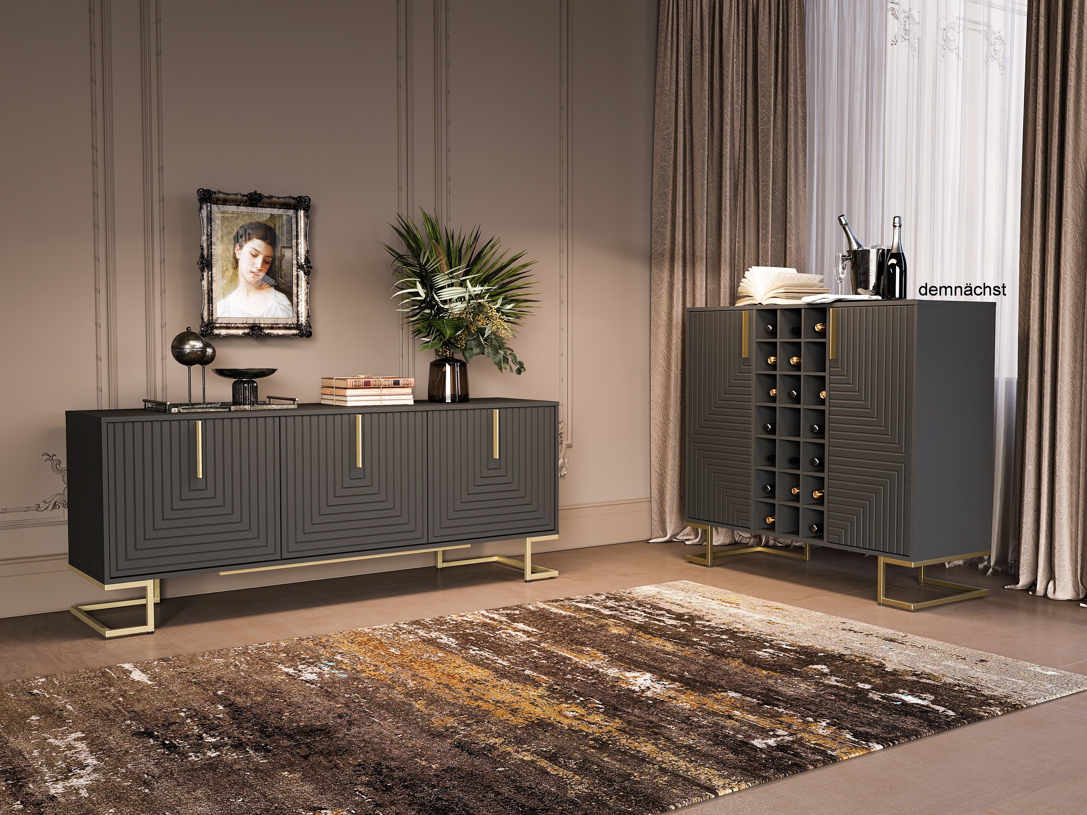 Swema Kommode Kommode Monte-Prado mit dekorative Fräsungen und Soft-Close-Funktion