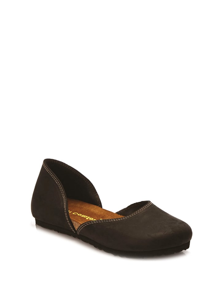 Comfortfusse Leder-Ballerinas in Schwarz günstig kaufen