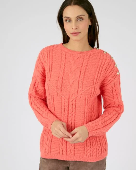 Pull chaud à torsades et boutons Thermolactyl