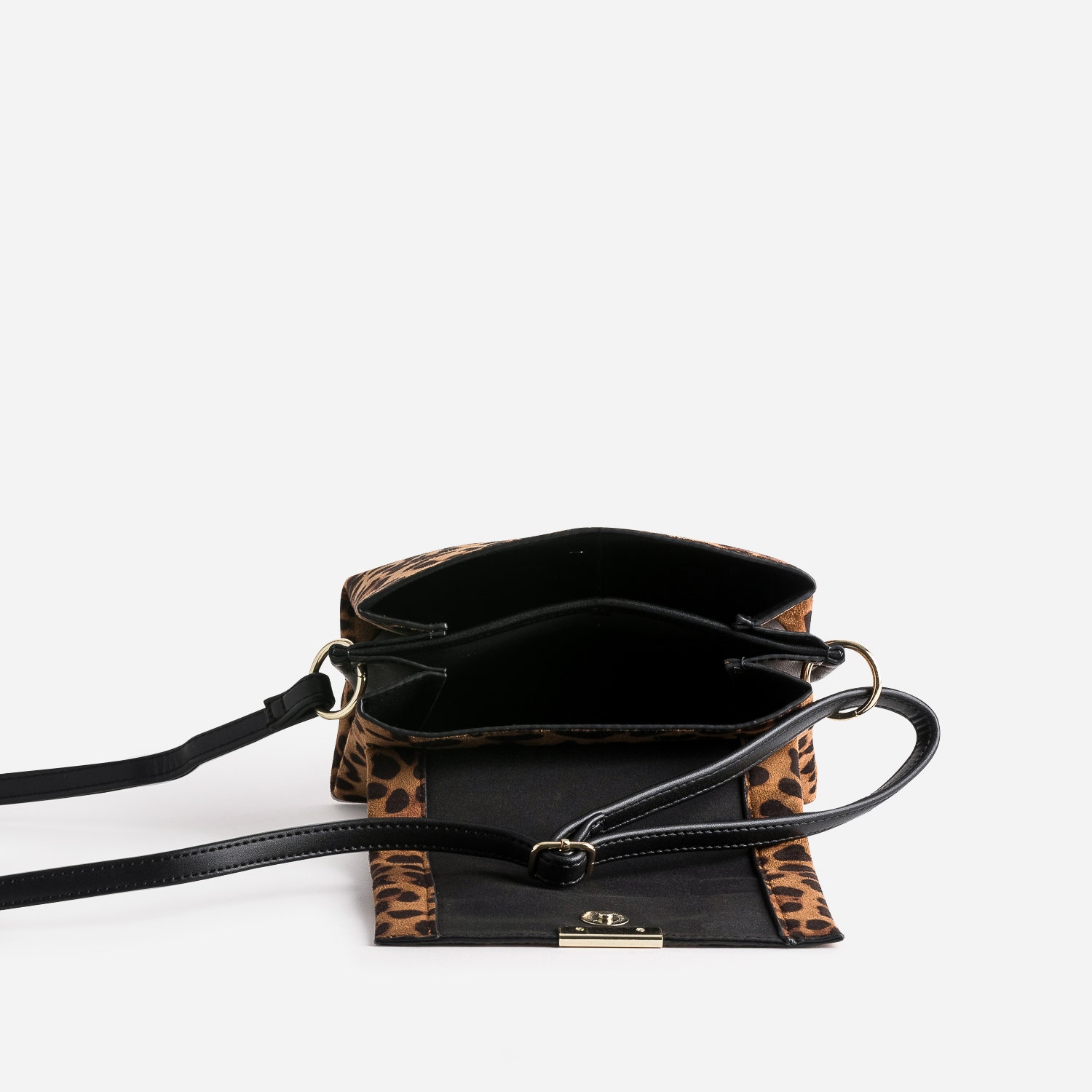Petit sac à main camel à motif léopard