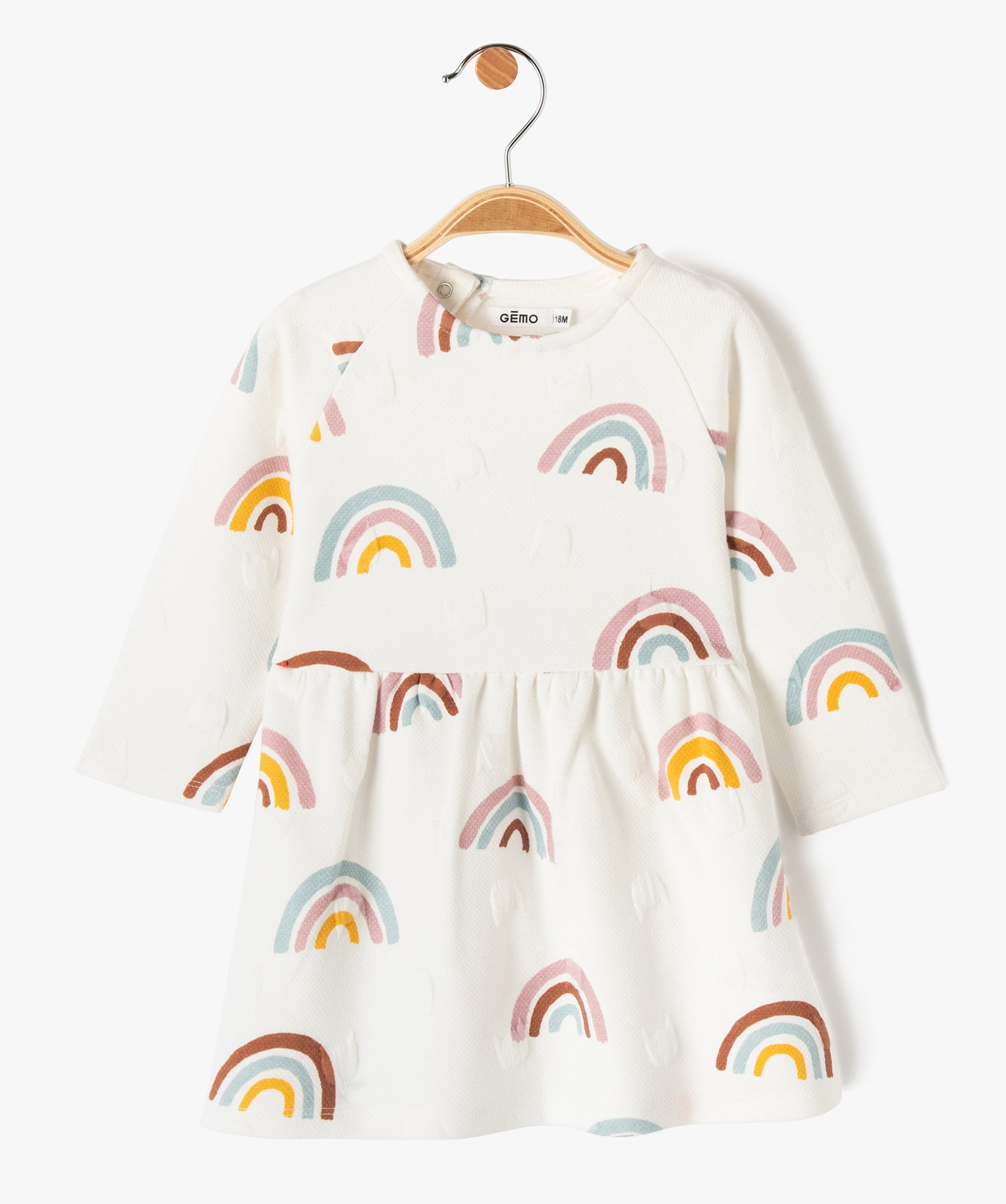 Robe bébé fille en maille à motif chat gaufré multicolore | GEMO