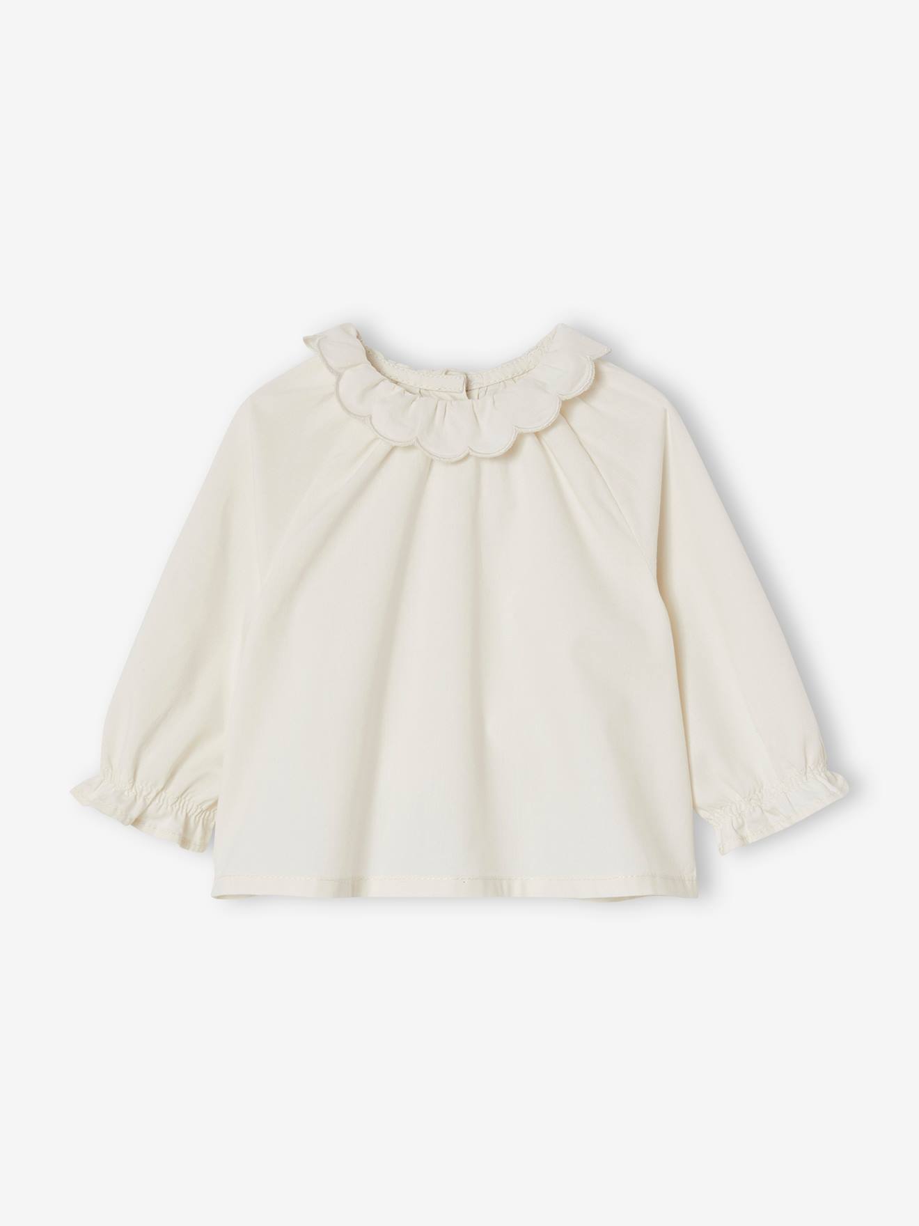 Ensemble bébé blouse et salopette imprimée ivoire
