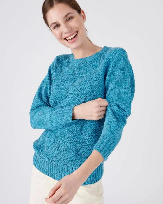 Pull col rond, maille chinée chaude Thermolactyl