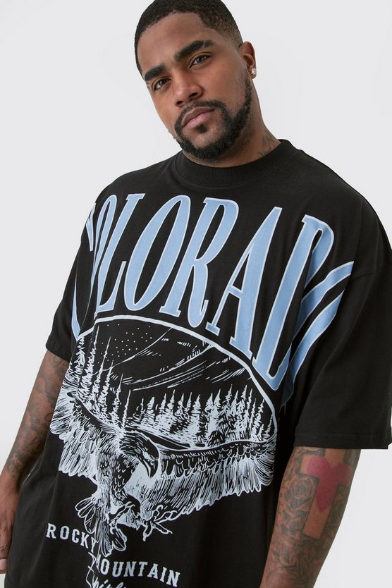 Plus schwarzes T-Shirt mit Colorado-Print