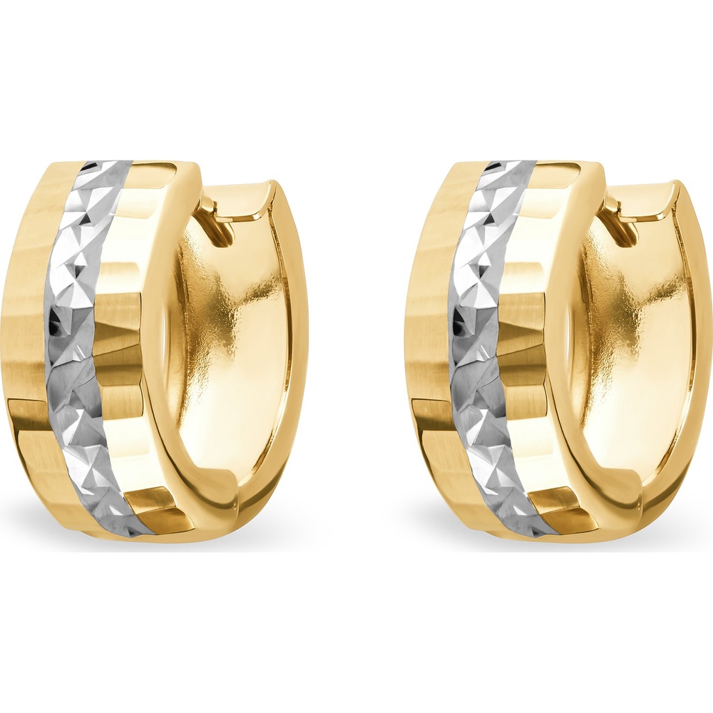 FAVS Créoles 585 Or jaune, 585 Or blanc Boucles d'oreilles