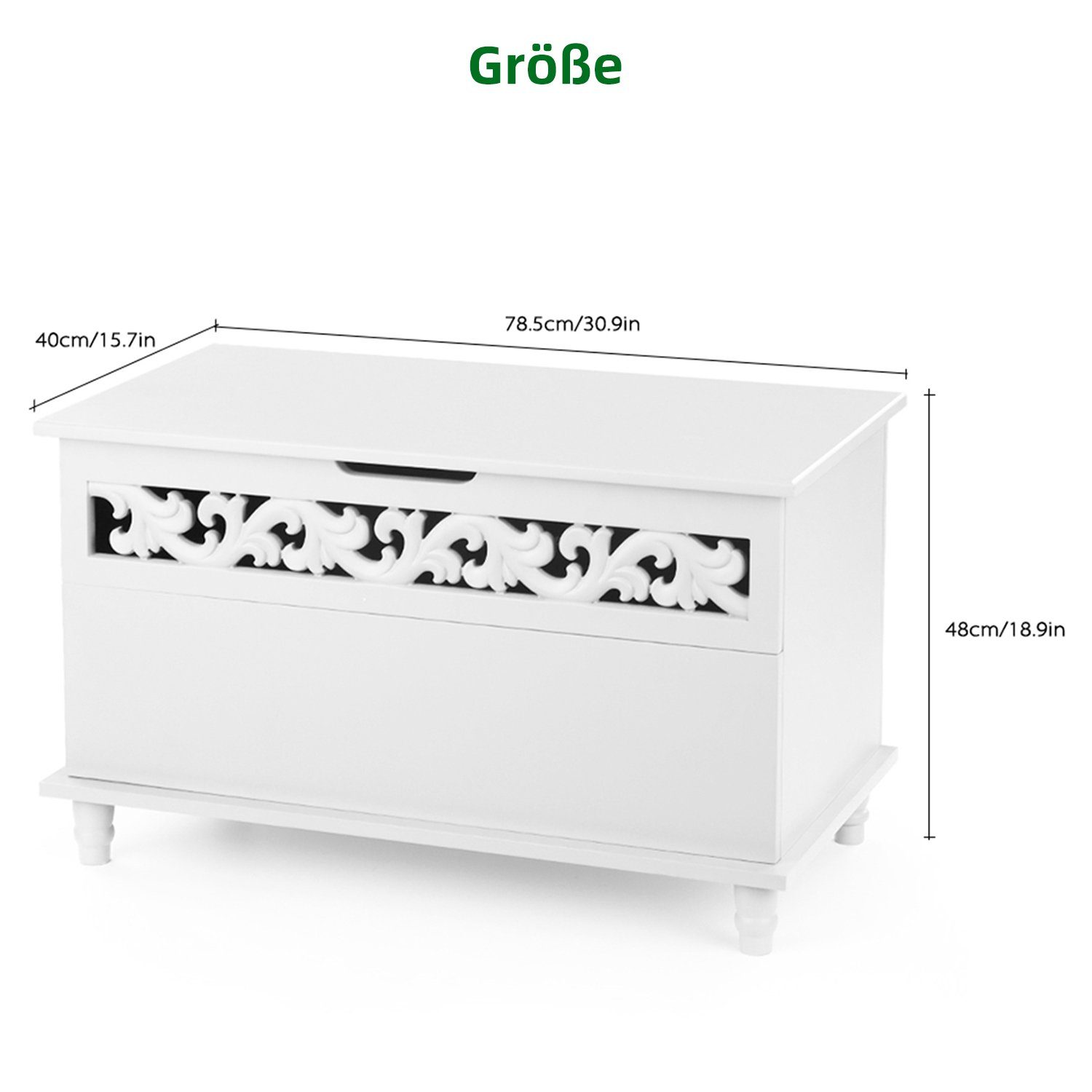 Daynee Truhe Aufbewahrungstruhe,Sitzbank mit Stauraum,Spielzeugtruhe mit Deckel (Gartenbox), Wohnzimmer, Esszimmer, Flur, Schlafzimmer, Badezimmer, 80x40x48cm