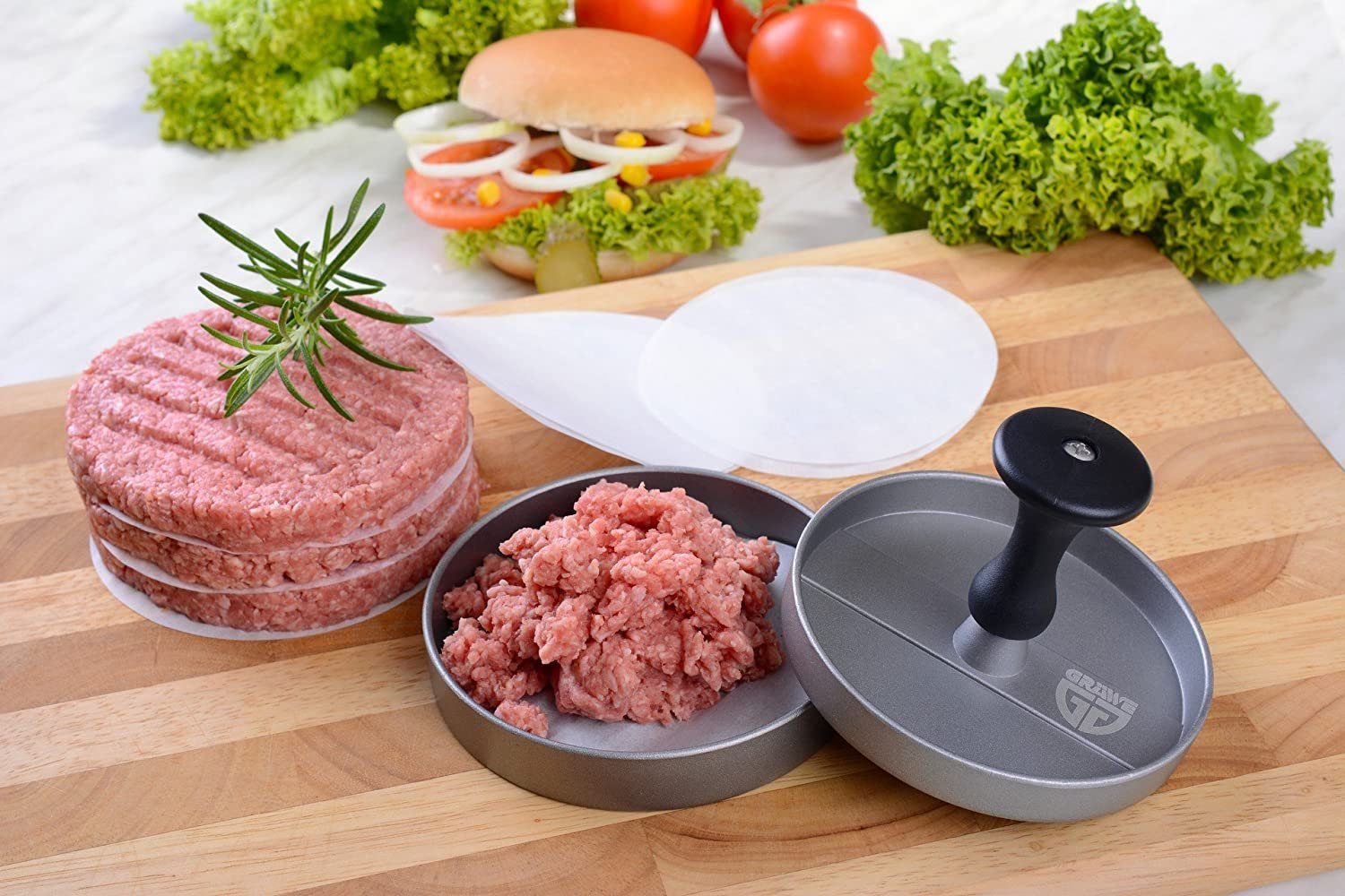 Tefal Burgerpresse W87, Tefal Hamburger-Maker Schwarz, Aluminium-HAMBURGERPRESSE