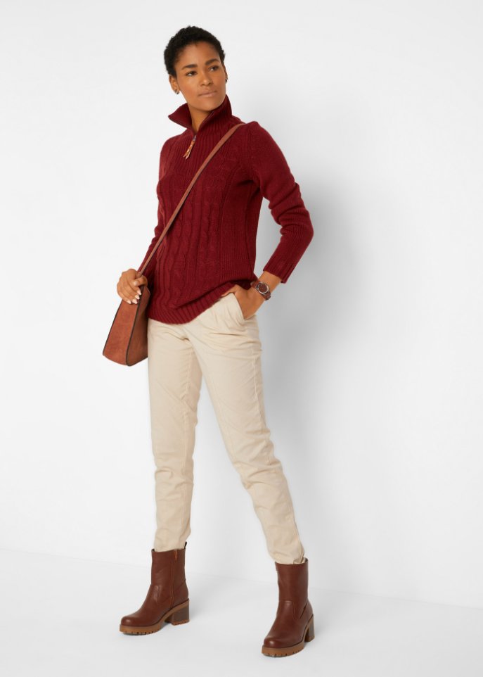 Troyer Pullover mit Zopfmuster