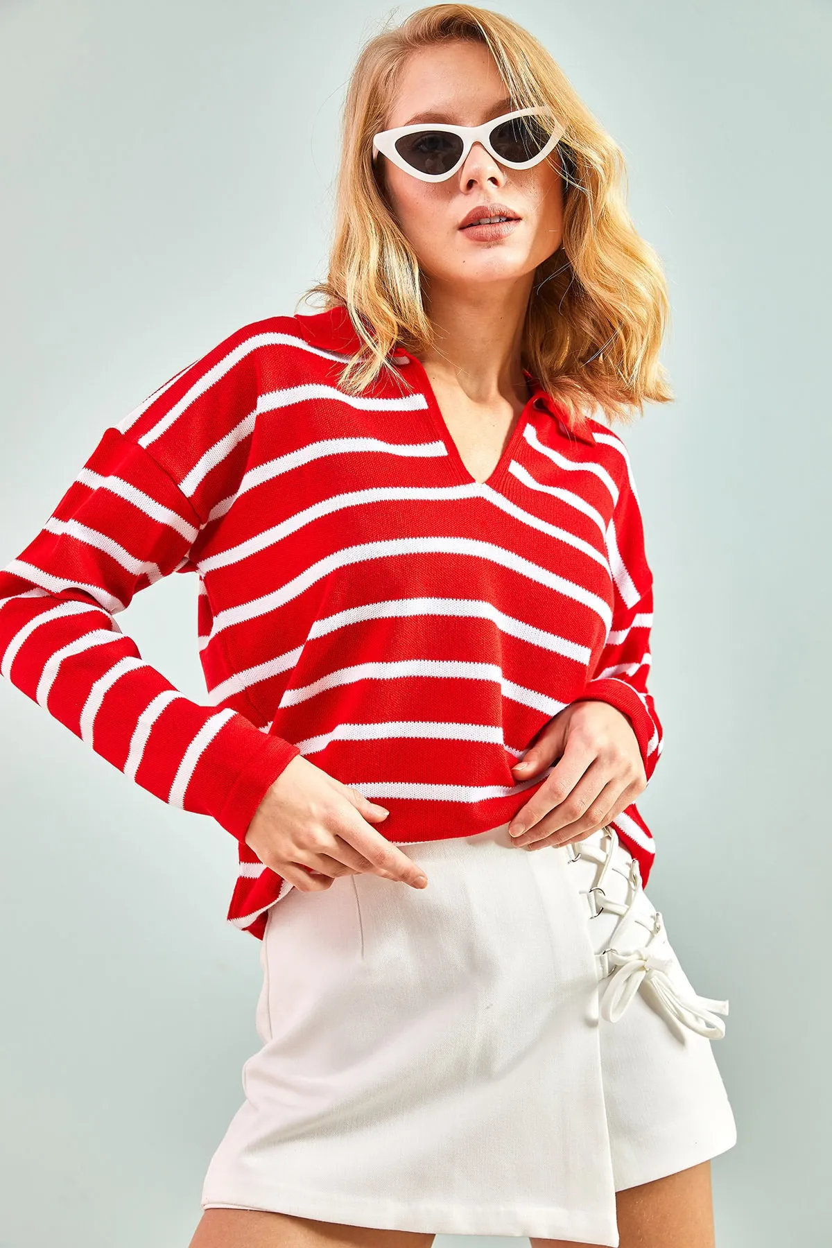 Bianco Lucci  Damen-Strickpullover mit Rollkragen und Streifenmuster