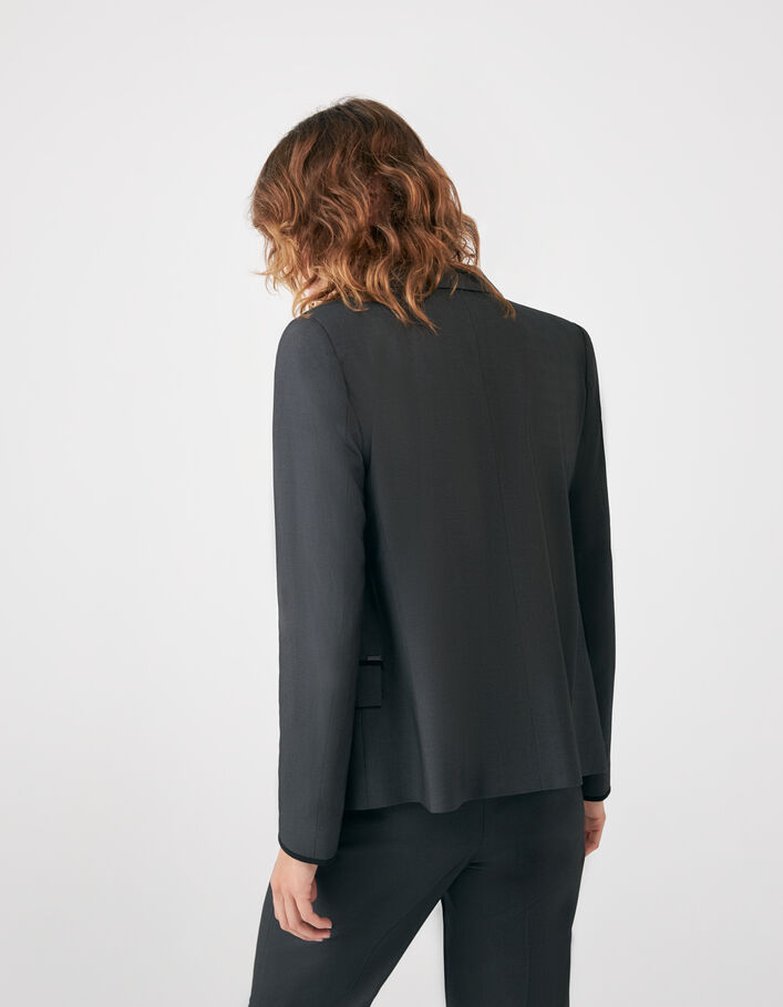Veste de tailleur noire jacquard faux-uni Femme