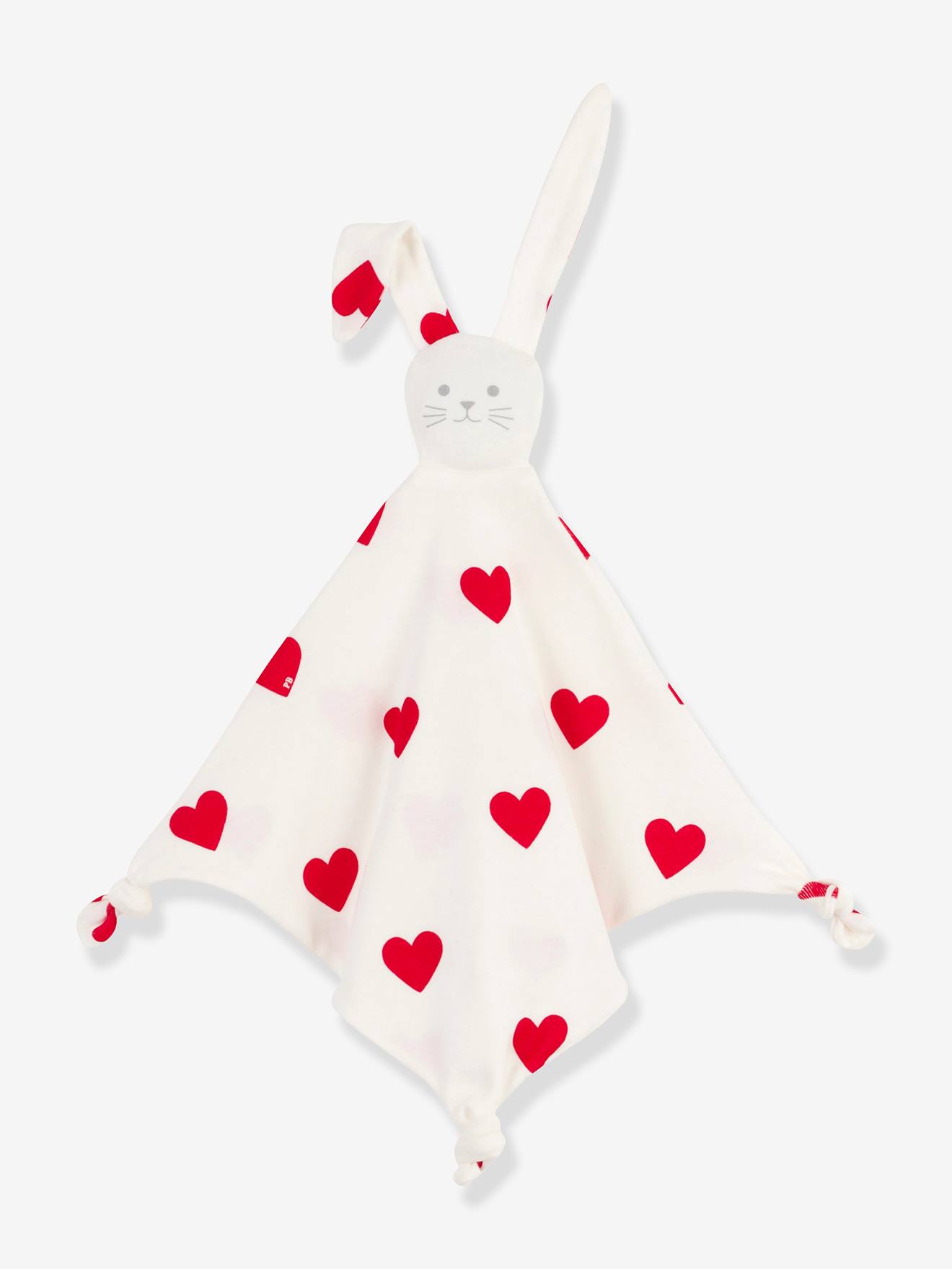 Doudou coeur en coton PETIT BATEAU blanc imprimé