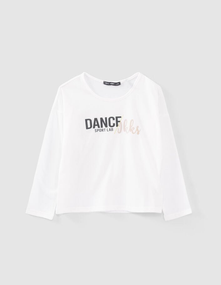 T-shirt 2-en-1 blanc et brassière grise fille