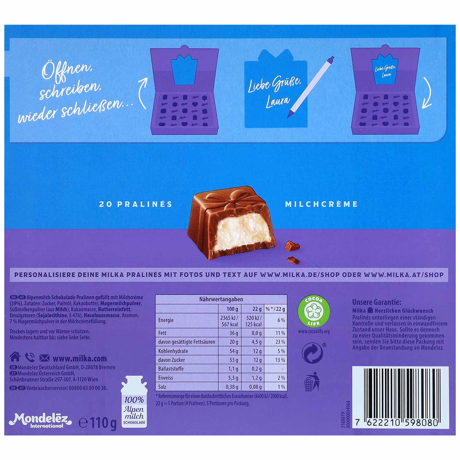 Milka 'Happy Birthday' Pralinés Milchcrème 110g