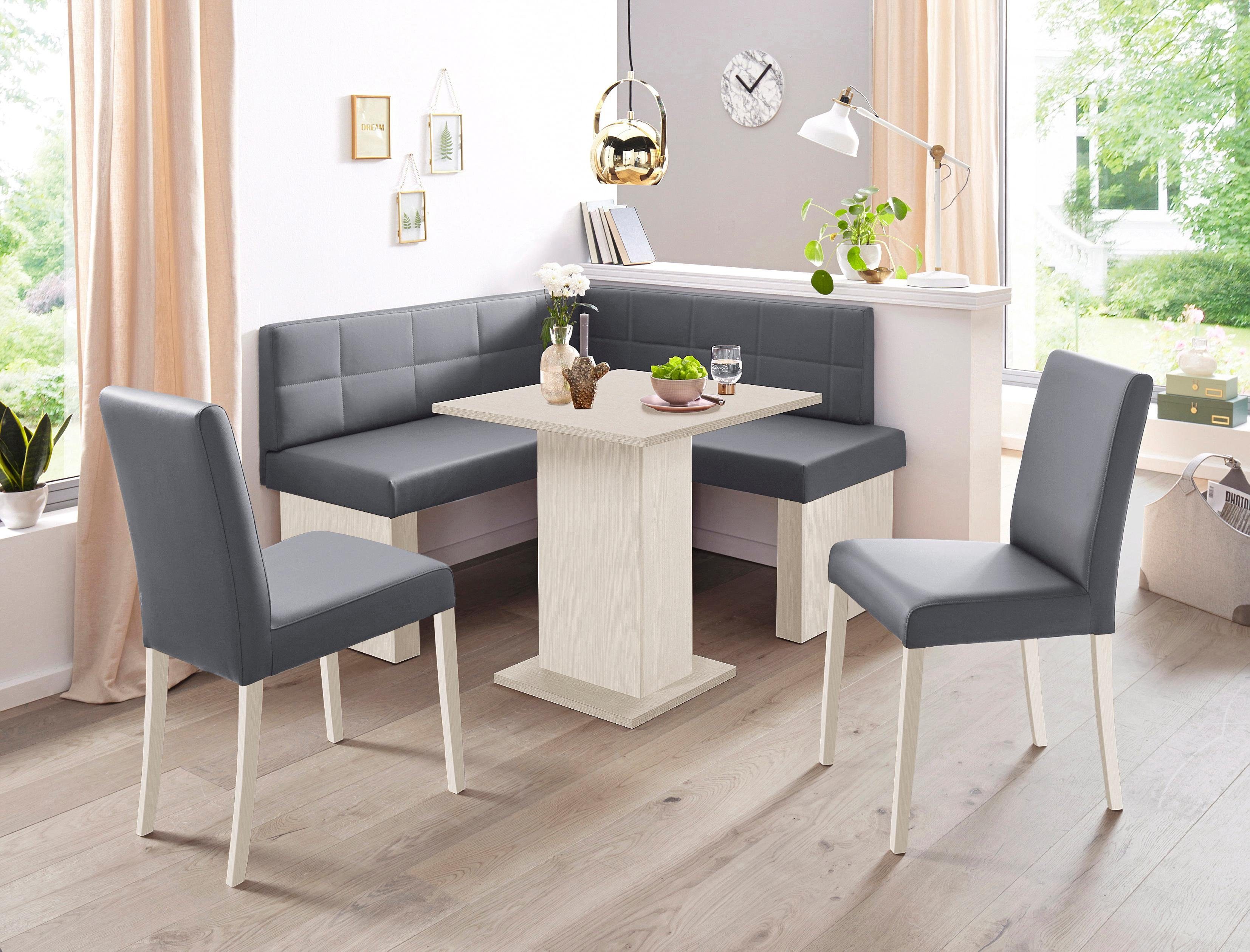SCHÖSSWENDER Eckbankgruppe Anna 2, (Set, 4-tlg), mit 2 Stühlen mit massiven Gestell