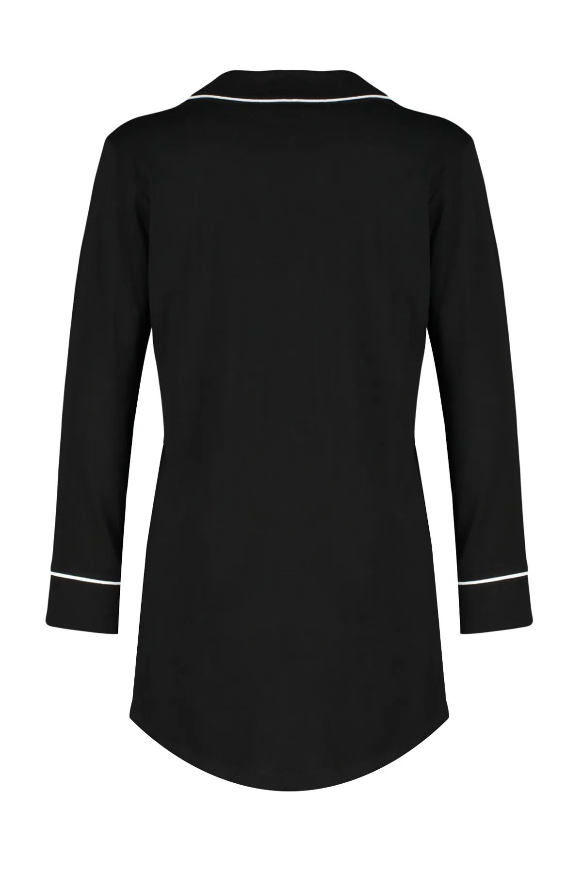 Trendyol Collection  Schwarzes Nachthemd aus Strick mit Paspelierung aus 100 % Baumwolle THMAW24GC00012