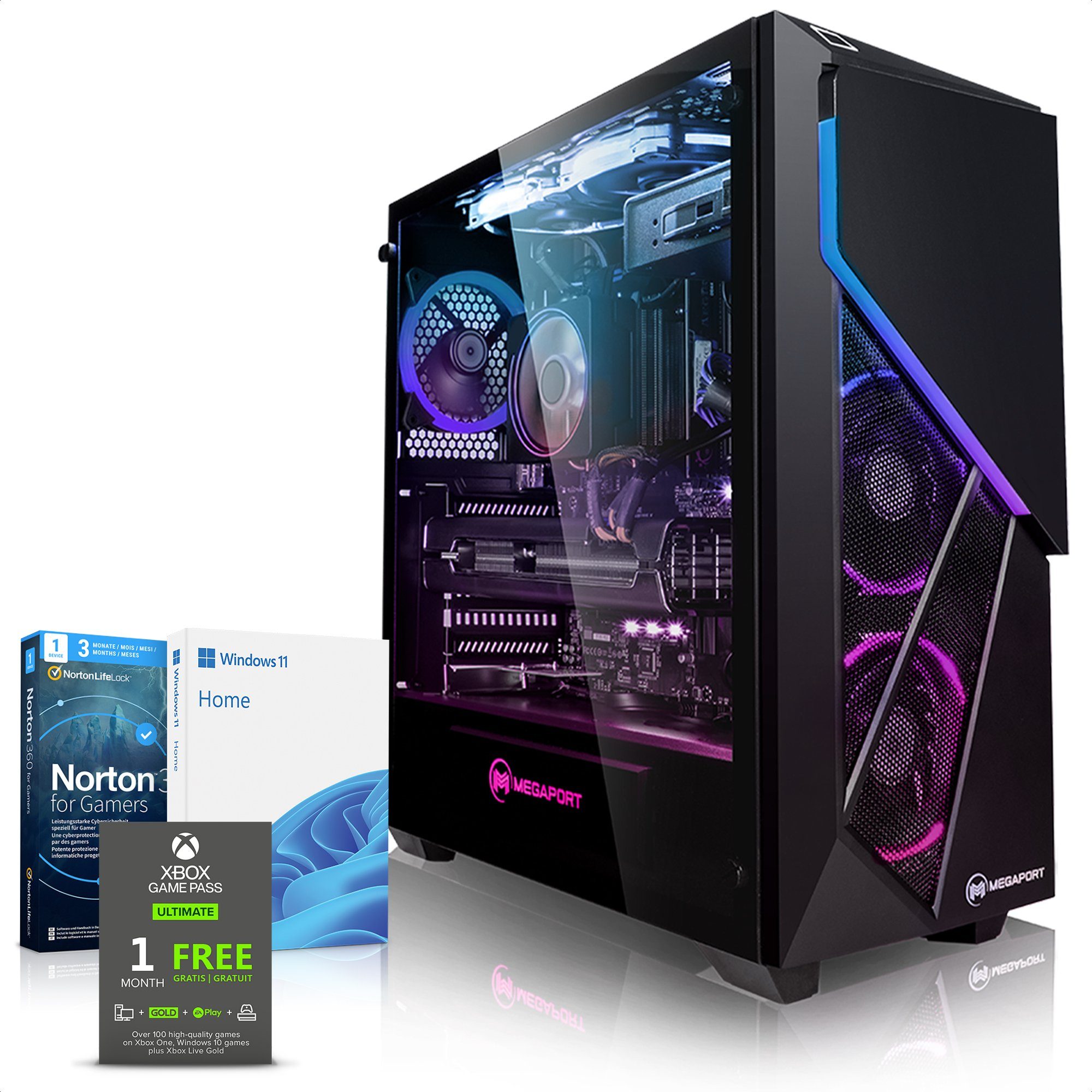 Megaport Gaming-PC (Intel Core i7-11700F 8x2,50 GHz 11700F, GeForce RTX4060Ti, 32 GB RAM, 1000 GB SSD, Windows 11, WLAN)