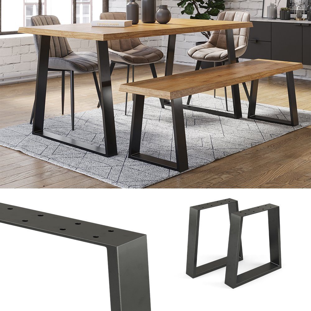 Vicco Tischbein Tischkufen Trapez-Form LOFT 42cm 2-er Set