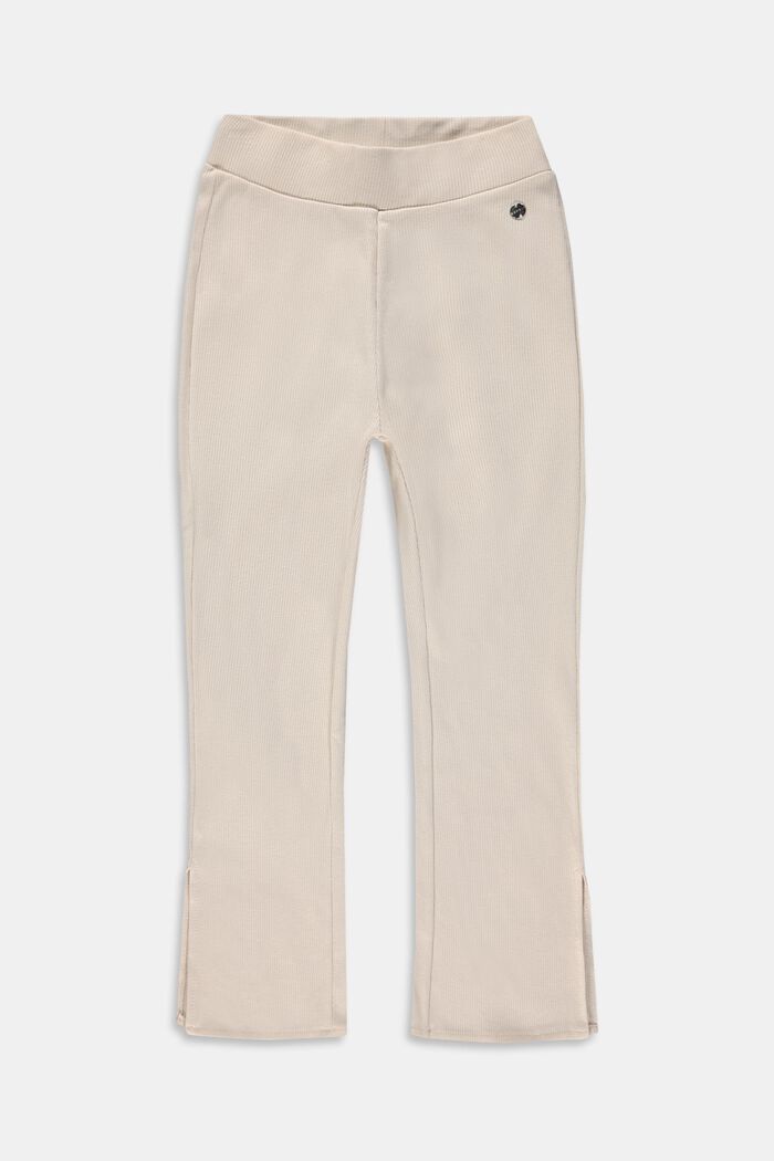 Gerippte Baumwoll-Leggings mit Schlitzen