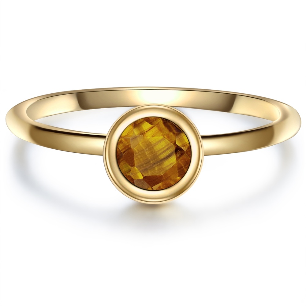 Glanzstücke München Bague en argent Argent sterling Oeil de tigre en Or jaune Bague