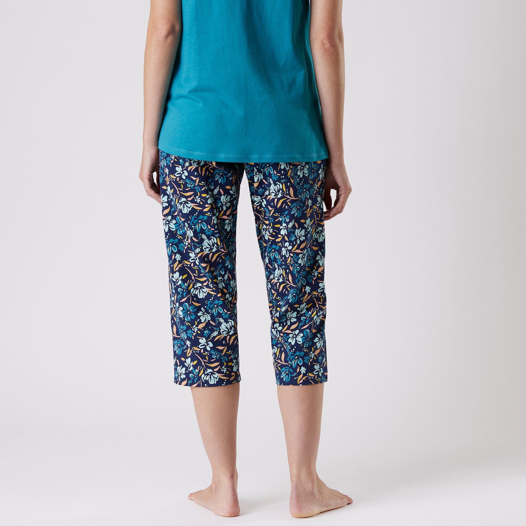 Pantalon court pyjama imprimé floral