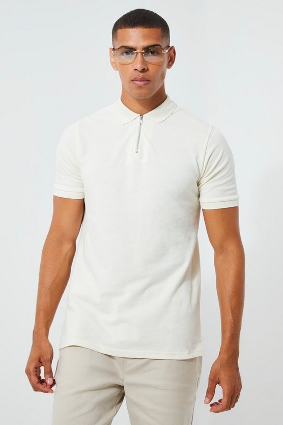 Slim-Fit Pique Poloshirt aus Reel Baumwolle mit Reißverschluss