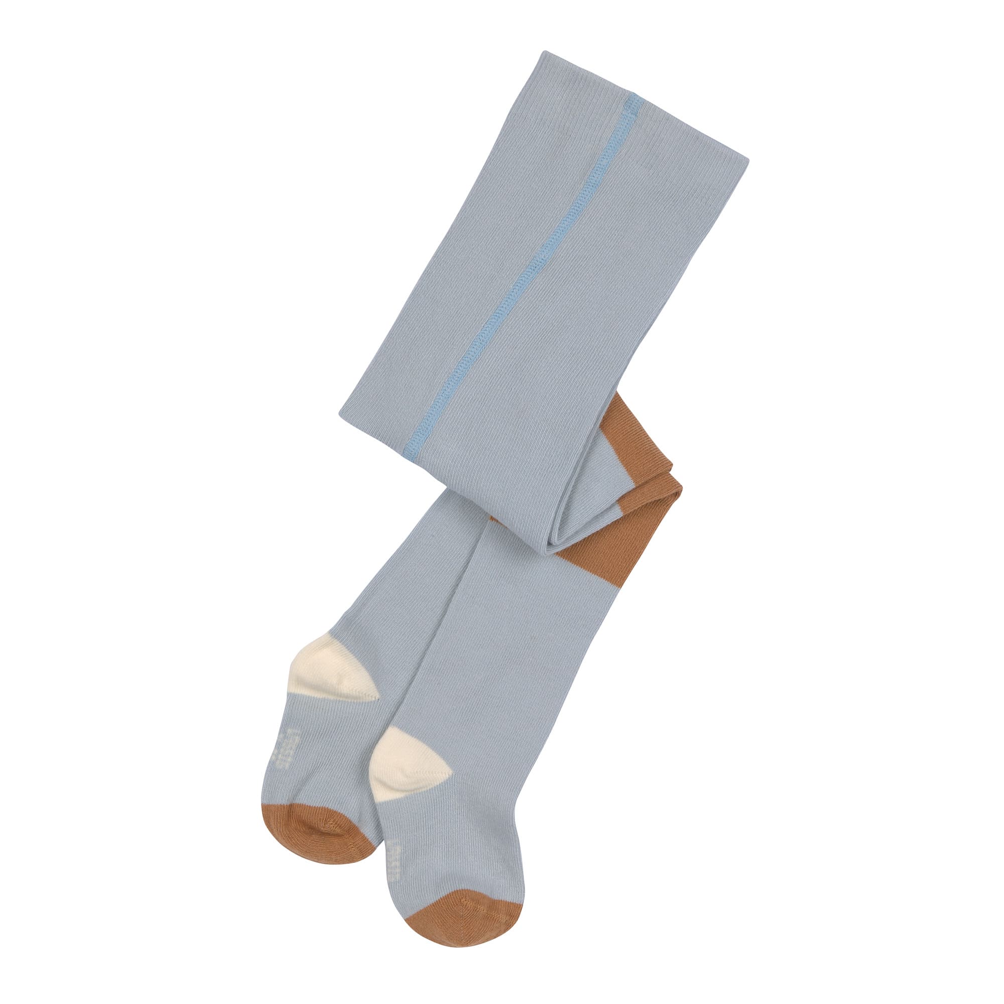 Strumpfhose GOTS - Tights, Block Streifen Hellblau Karamell