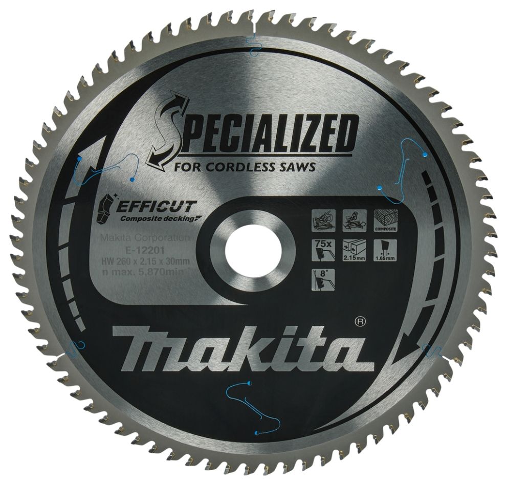 Makita Tilbehør E-12273 Geringssavklinge WPC Efficut 260x30x2.15 75T 8g