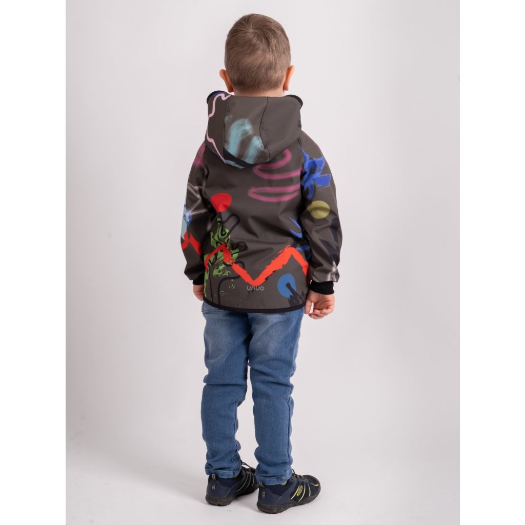 Unuo Kinder-Softshelljacke mit Fleece Fantasie Khaki
