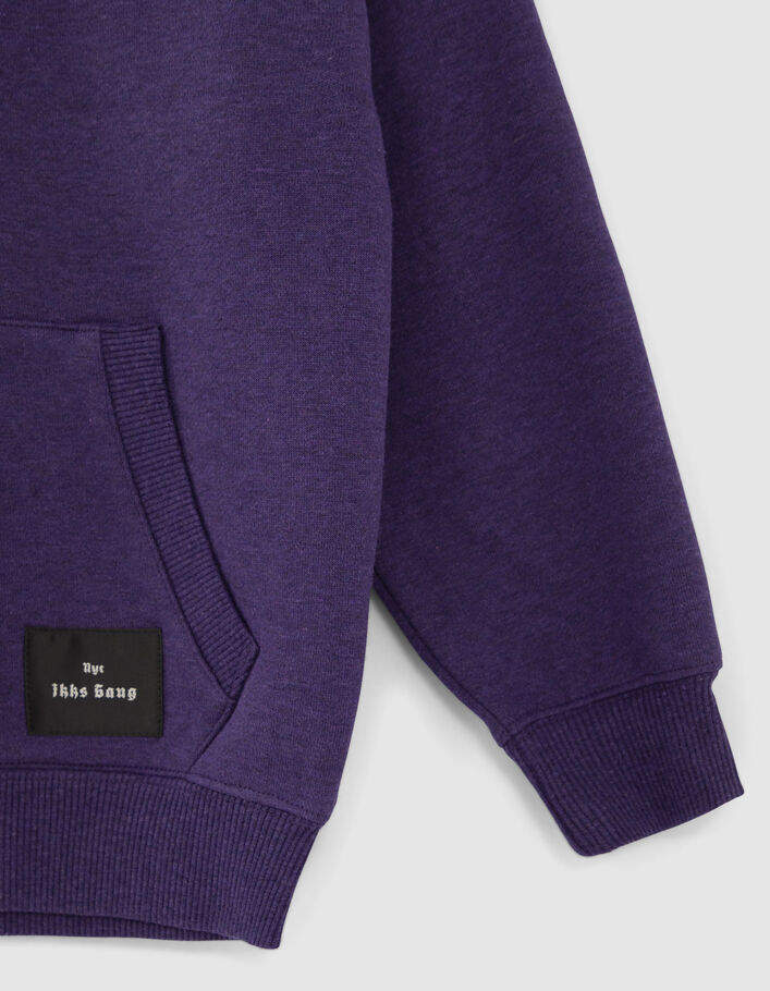 Cardigan violet molleton broderie capuche garçon