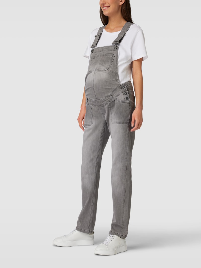 Umstands-Latzhose in Jeans-Optik in hellgrau