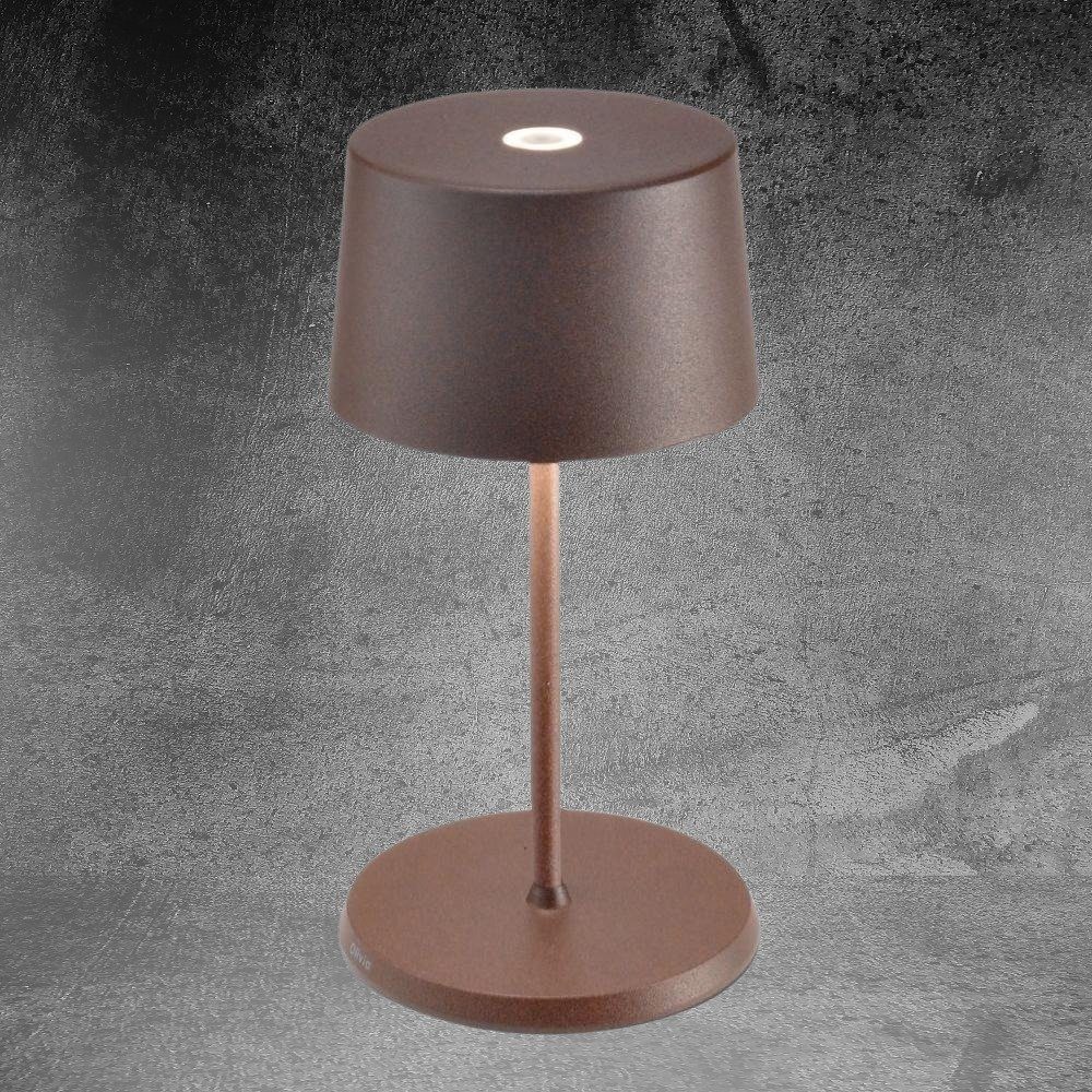 Zafferano LED Tischleuchte LED Akku Tischleuchte Olivia Mini in Rostfarbig 2,2W 150lm IP65 2200, keine Angabe, Leuchtmittel enthalten: Ja, fest verbaut, LED, warmweiss, Tischleuchte, Nachttischlampe, Tischlampe
