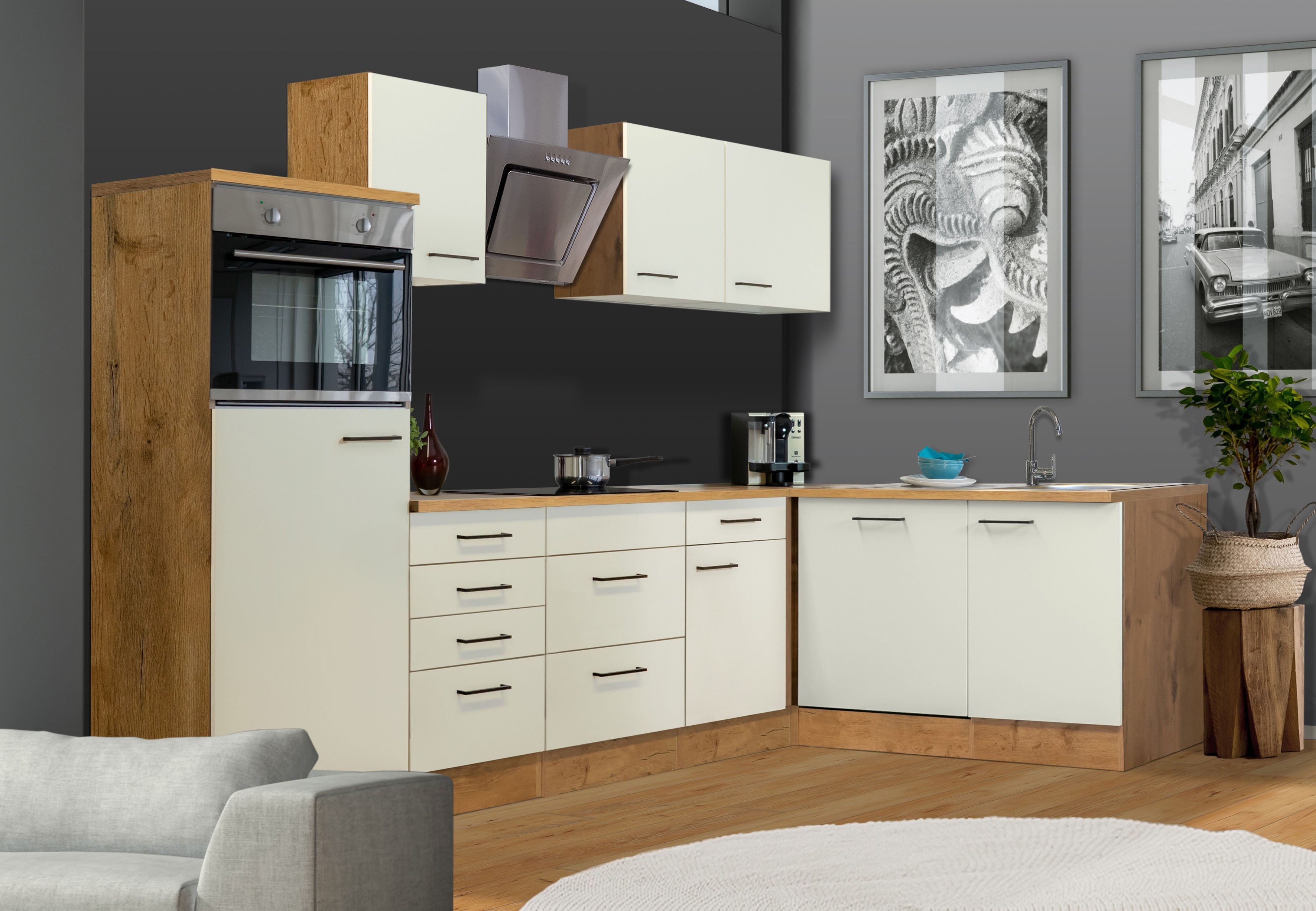 Flex-Well Winkelküche Vintea, mit E-Geräten, Gesamtbreite 280 x 170 cm