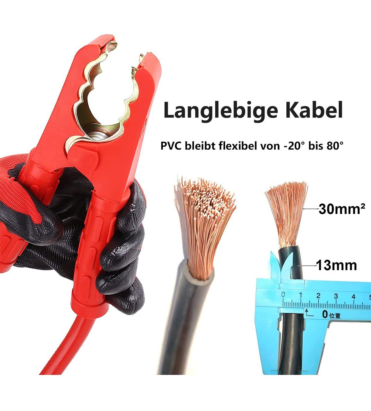 Femor Starthilfekabel, (400 cm), Überbrückungskabel aus Kupfer, Starterkabel