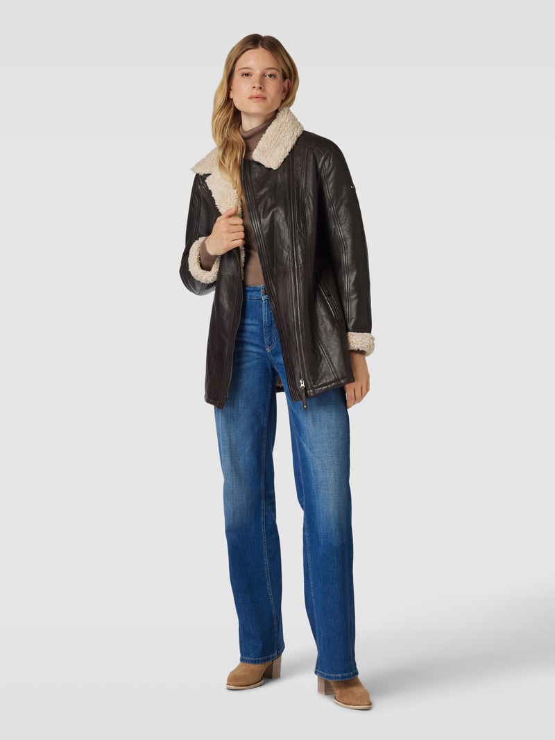 Jacke mit Reverskragen in dunkelbraun