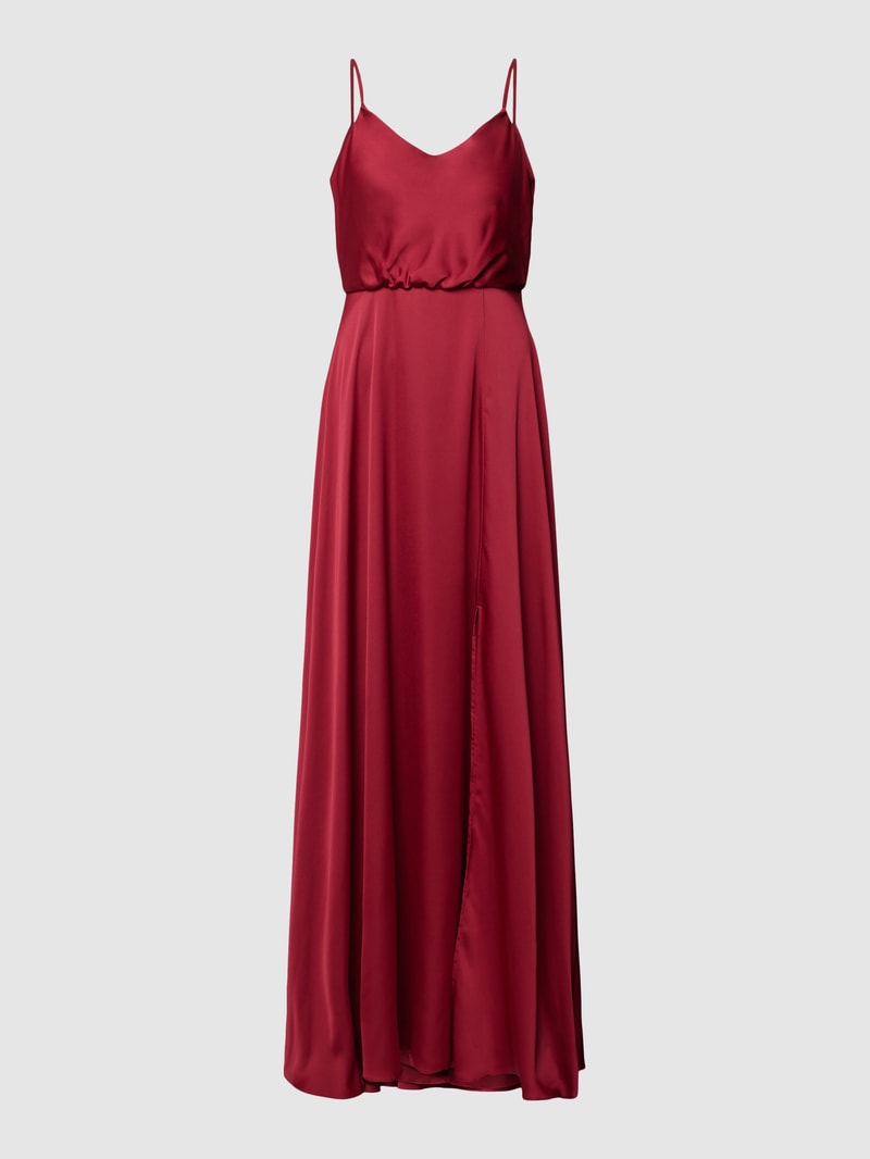 Abendkleid mit Wasserfall-Ausschnitt in dunkelrot