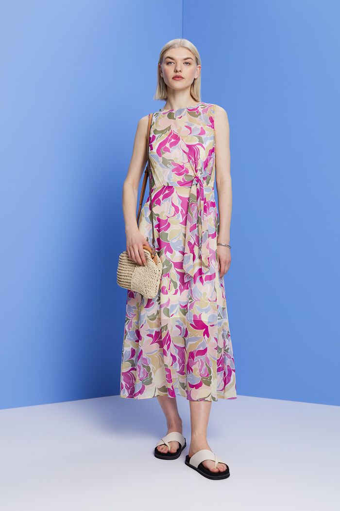 Chiffon-Midikleid mit Knotendetail