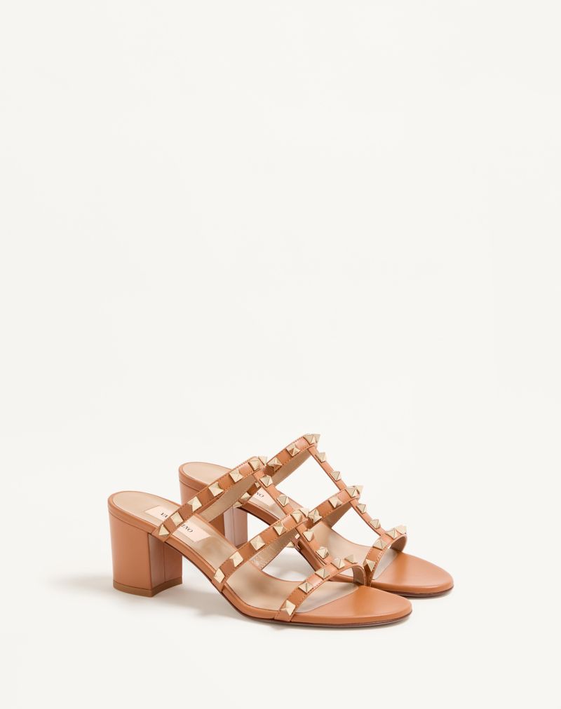 Rockstud Calfskin Slider Sandal 60mm