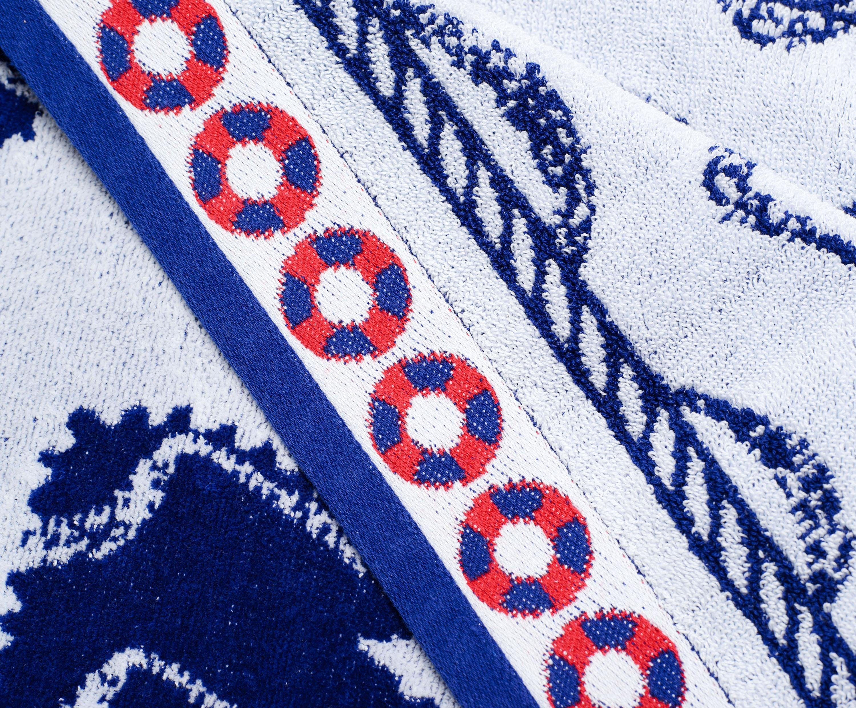Gözze Strandtuch Anker, Jacquard-Velours (1-St), Badetuch, maritimes Motiv, reine Baumwolle