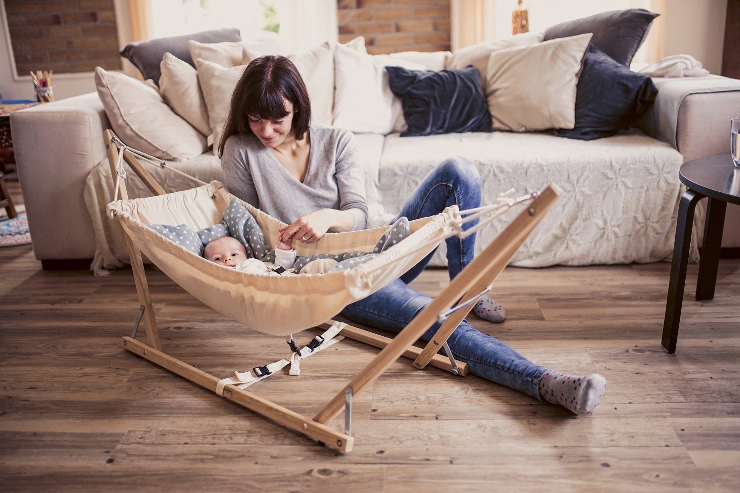 Amazonas Hängematte Koala Babyhängematte Komplettset, TÜV-geprüft, Runder Rücken, beruhigend, geschützt, verhindert platten Hinterkopf