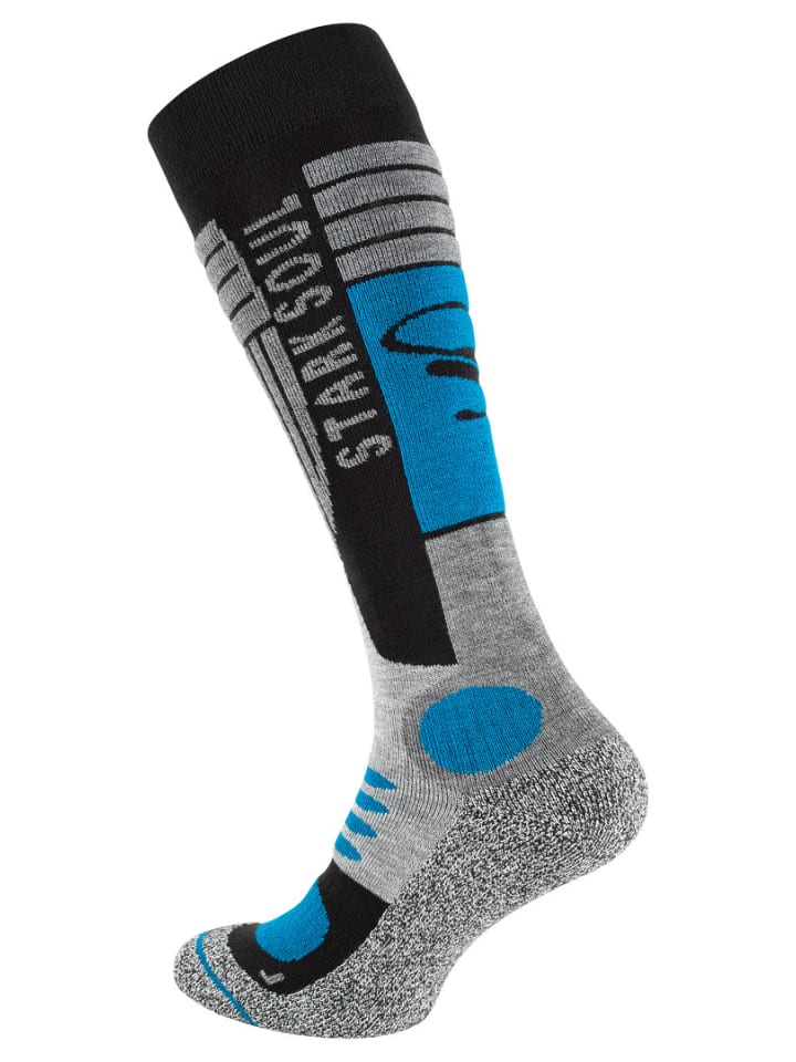 Stark Soul® Ski & Snowboard Socken 2 Paar, mit Spezialpolsterung in Grau-Schwarz-Blau günstig kaufen