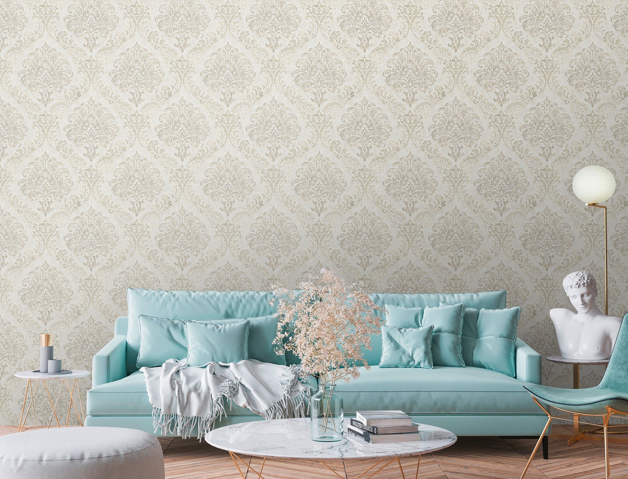 living walls Vliestapete Metropolitan Stories. Travel Styles. Ornament-Tapete, strukturiert, metallic, (1 St), Tapete Klassisch Elegant Barock Vintage-Optik Shabby Chic