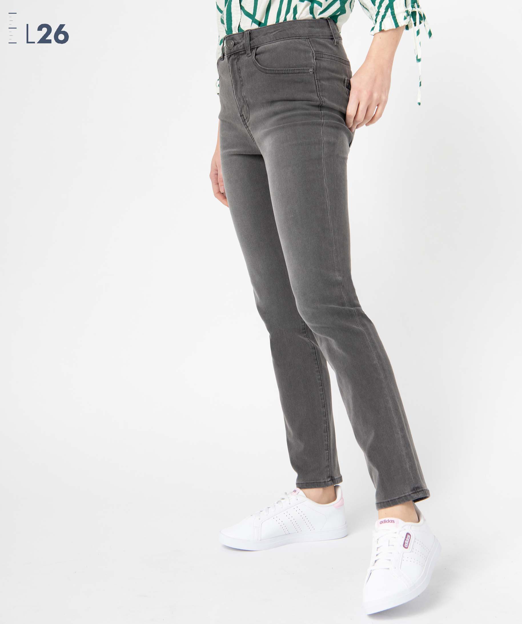 Jean femme coupe Slim taille haute - L26 grey | GEMO