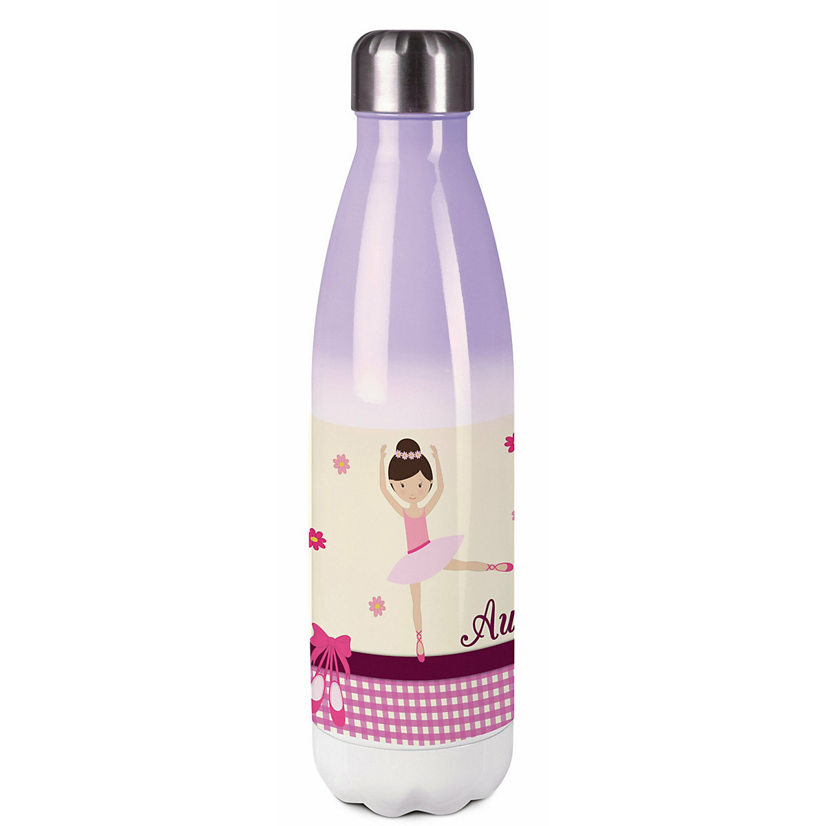 Edelstahl Kinder Thermoflasche / Trinkflasche bunt Balerina Blume Spülmaschinenfest, Auslaufsicher, Bruchfest, Doppelwandig, Für Heißgetränke geeignet, Mit Deckel, Isoliert