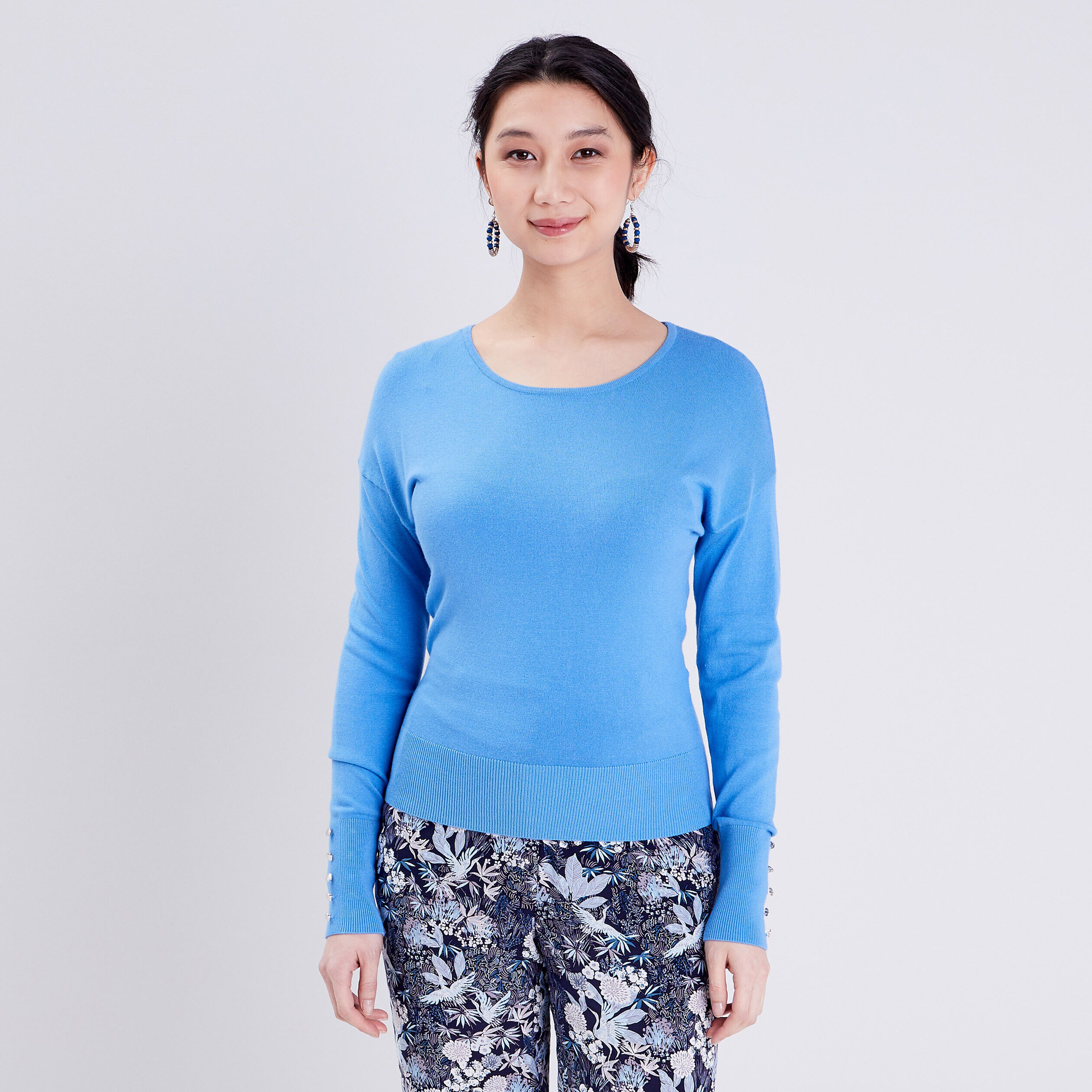 Pull avec dos ouvert bleu femme | Cache Cache